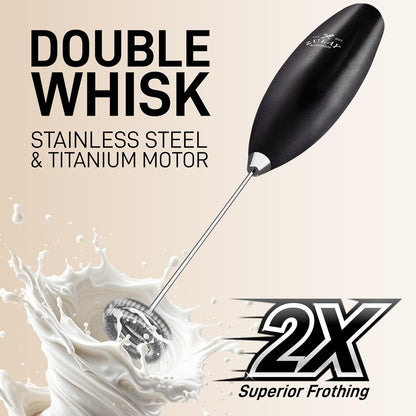 Zulay Kitchen Powerful Milk Frother Wand With Duracell Batteries - Ultra Fast Handheld Drink Mixer - Electric Whisk Foam Maker for Coffee, Lattes, Cappuccino & Matcha - Z1 Motor - Black - Colors C