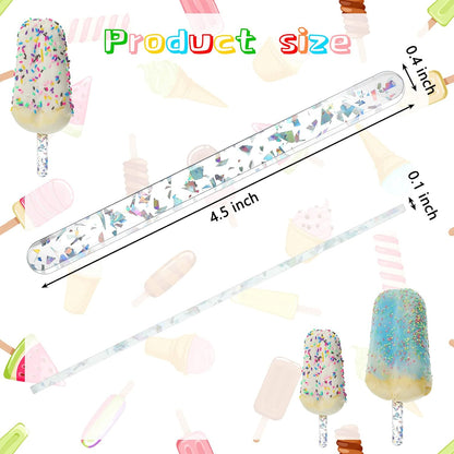 30 Pieces Acrylic Sticks Reusable Cakesicle Cake Pop Mold Mirror Ice Pop Sticks Ice Cream Cakesicle Mold for Home Cake Candy Gifts Party Craft