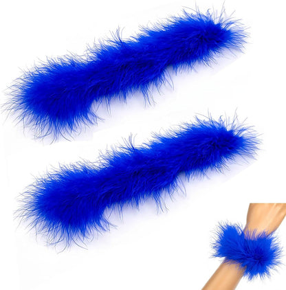 2Pcs Feather Wristbands, 9.65inch Soft Feather Wrist Slap Bracelet Cuffs, Snap Ring, Circle Slap Wrist Decoration Cuffs for Party Decoration