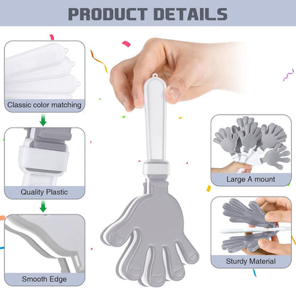 Junkin 48 Pcs Hand Clappers Bulk 7. 5 x 3. 5 Inches Noise Makers Party Favors Clapping Noise Maker Clacker for Birthdays Game Prizes Rewards Football Sporting Events Cheers Supplies (Black,White)
