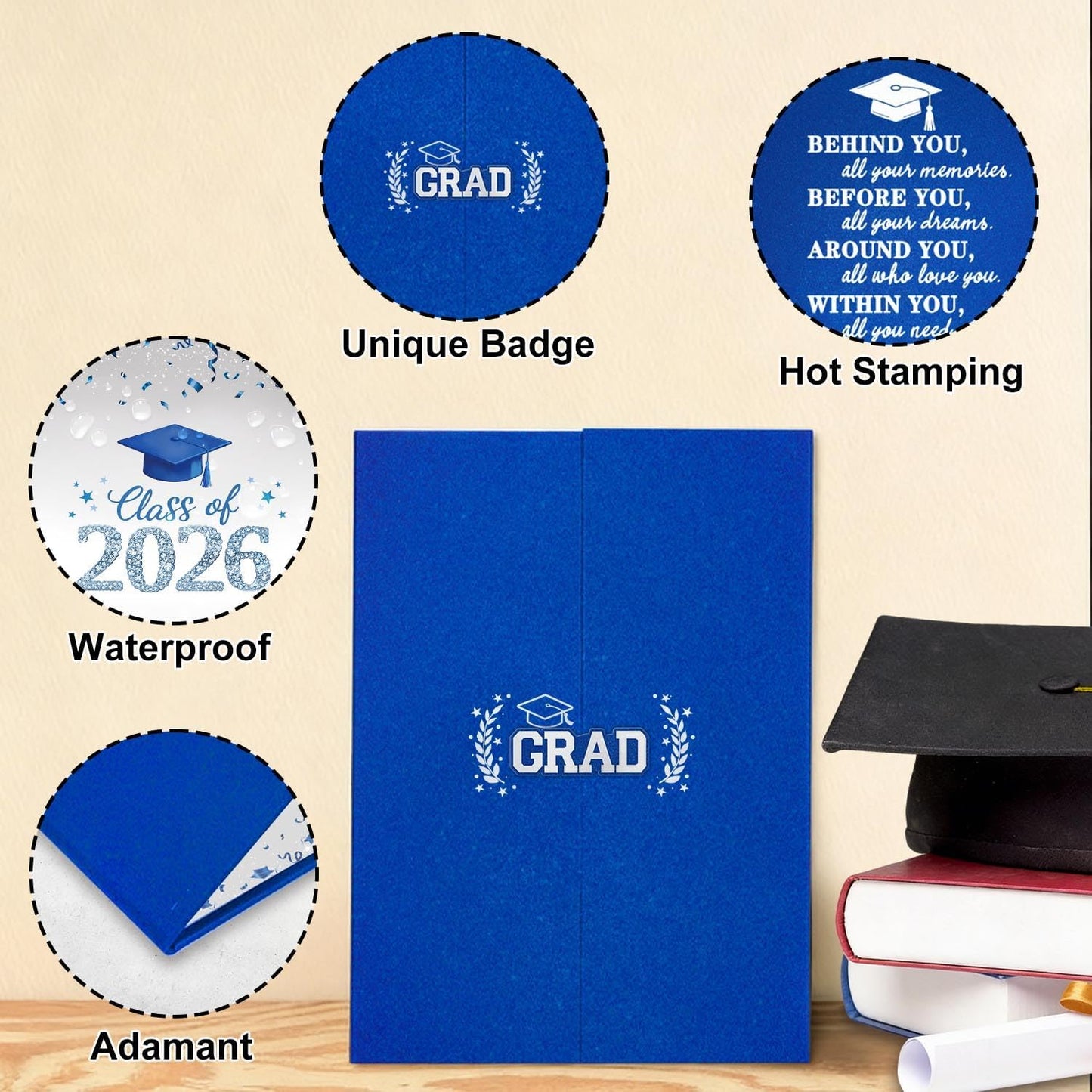QIYANPAX Graduation Guest Book 2026, Blue and Gold Graduation Decorations Class of 2026, Graduation Signature Book, Congrats Grad Guest Book Alternative, Unique Graduation Gifts