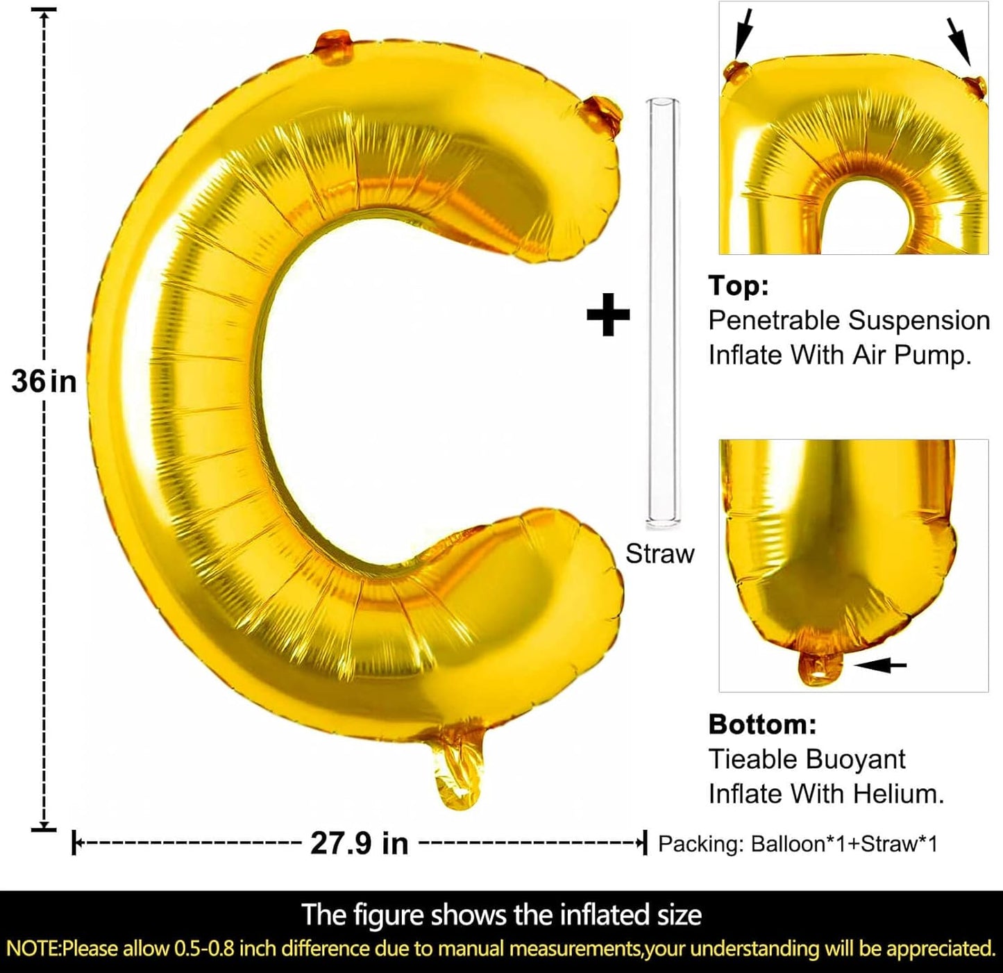 Lovoir 40 Inch Large Gold Letter A Balloons Big Size Jumbo Mylar Foil Helium Balloon for Birthday Party Celebration Decorations Alphabet Gold A