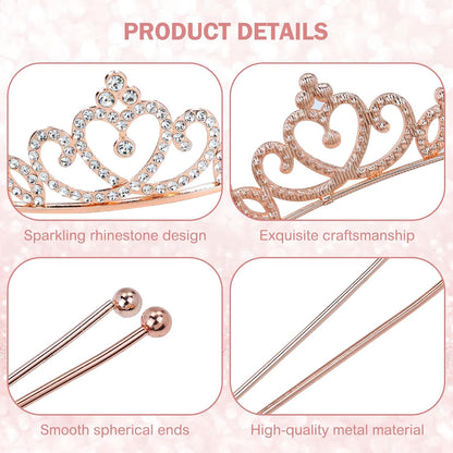 inSowni 8 Pieces Rose Gold Metal Sparkly Rhinestone Princess Tiara Crown Headbands Wedding Birthday Party Prom Headpieces for Women Girls Brides Bridesmaids