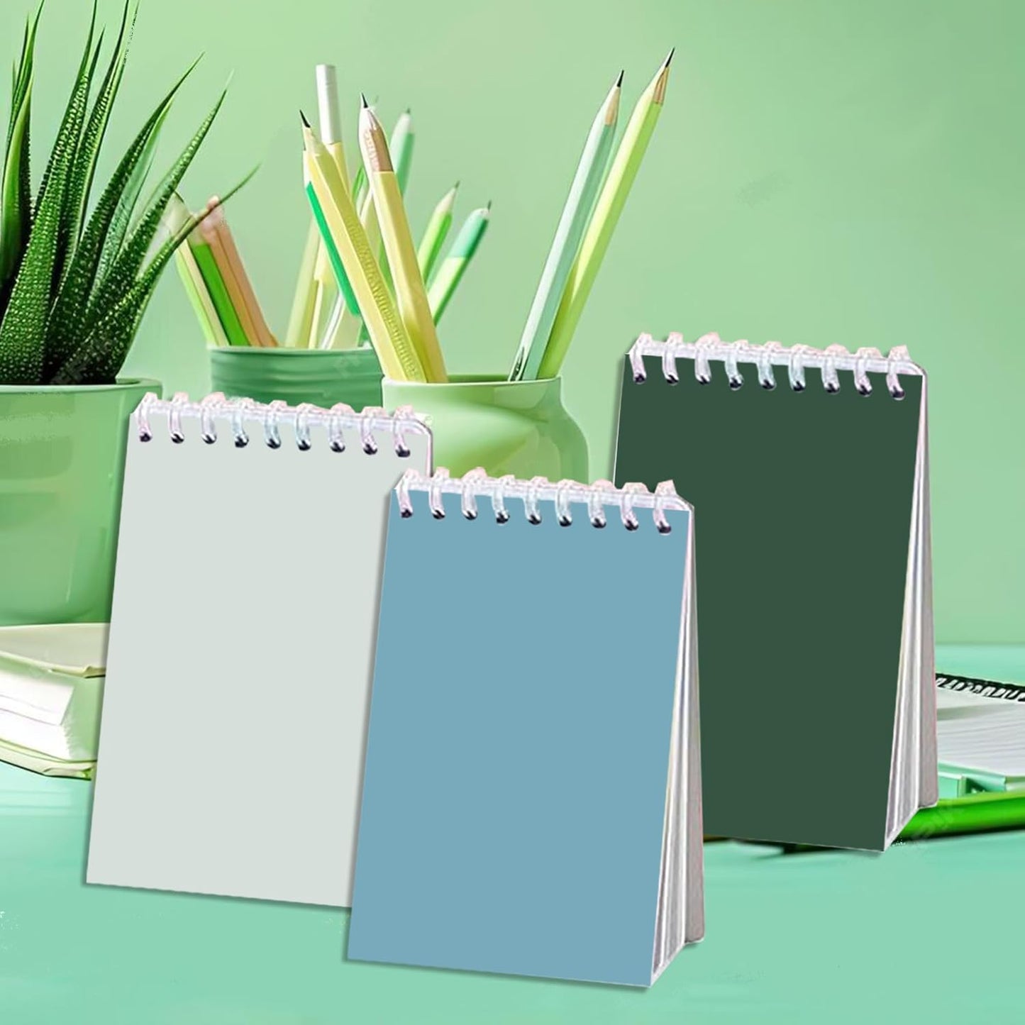 24 Pcs Gradient Green Mini Pocket Notebooks 2.36 x 3.94 Inch Green Pattern Small Notepads Spring Them Birthday Party Favors Gift for Office School Teacher Classroom Rewards Supplies
