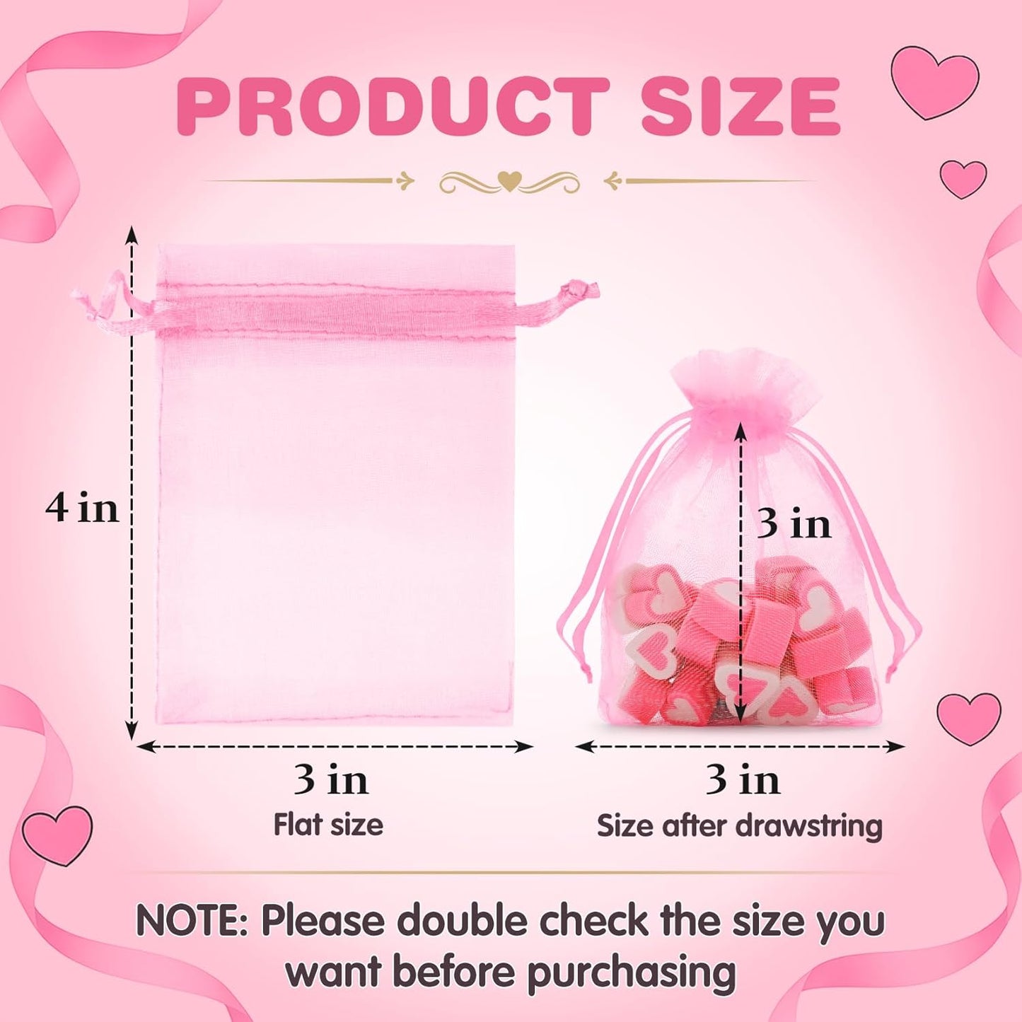 ANZNKU 50PCS White Organza Bags 3x4, Small Gift Bags Bulk for Sachet Jewelry Candy Treat, Mini Mesh Bag Drawstring for Wedding Bridal & Baby Shower, Party Favor Bag for Easter Mothers Day Birthday