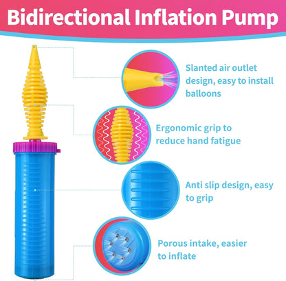 Hand Balloon Pump, Dual Action Two-Way Inflator, Manual Air Blower for Balloons