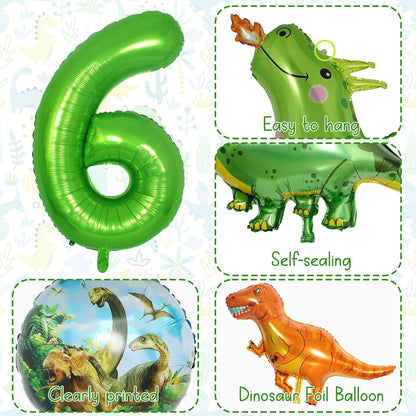 Dinosaur 5th Birthday Decorations, Dinosaur Birthday Party Decorations with Giant Inflatable Dinosaur Balloons 40 Inch Helium Foil Mylar Number 5 Balloons for Dinosaur Theme Birthday Party Decorations