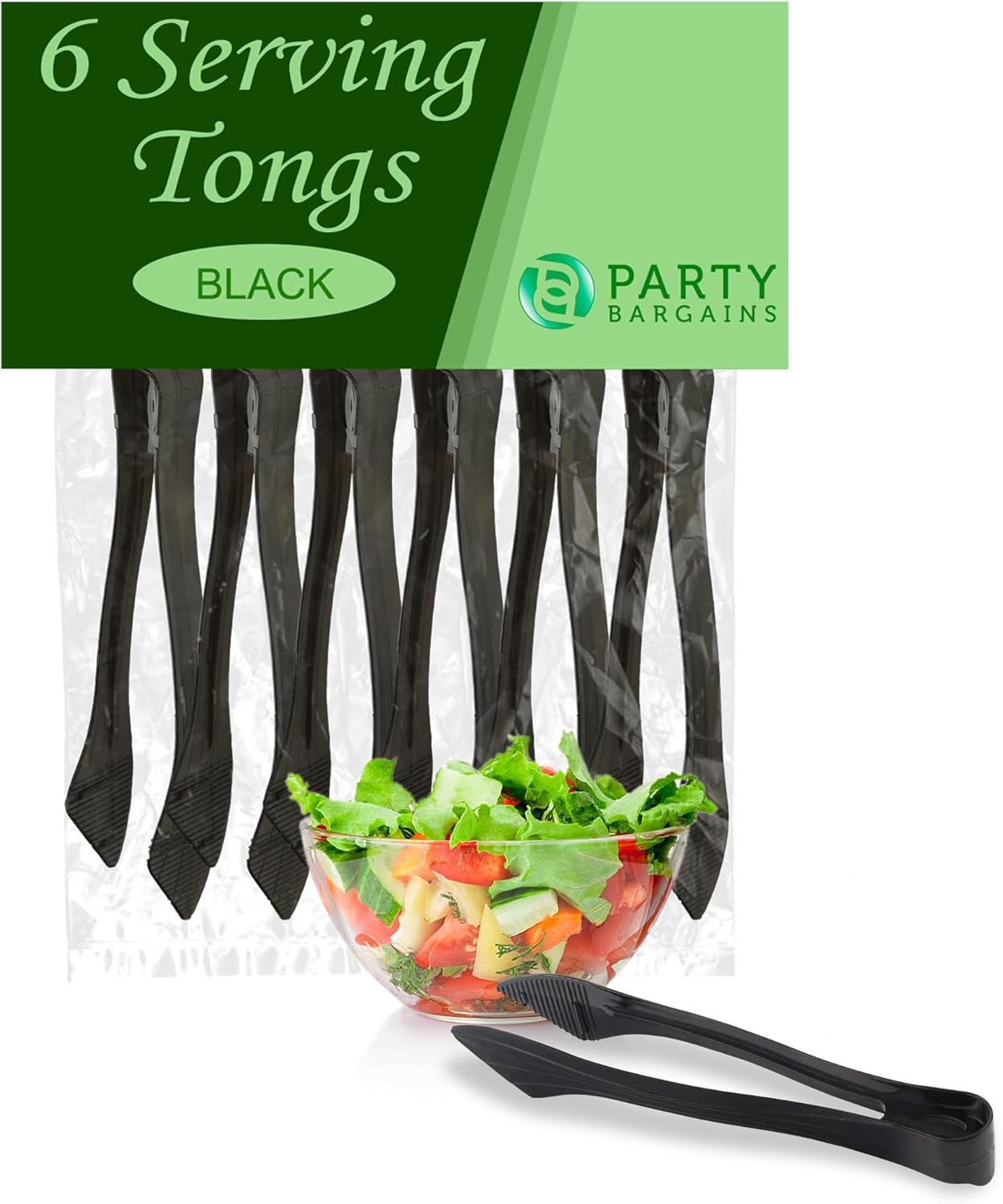 PARTY BARGAINS 8.5″ Clear Plastic Serving Tongs 12-Pack – Heavy-Duty Disposable & Reusable Kitchen Tongs for Parties BBQ Buffet Salad Appetizers Catering