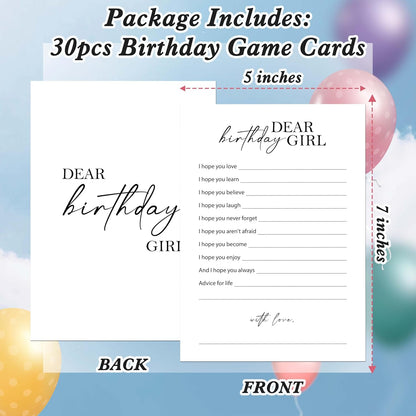 Birthday Party Games Card for Adults, 30 Pcs Ice Breaker Game Cards for Girl Bday Celebrations Decorations Supplies Favors - B01