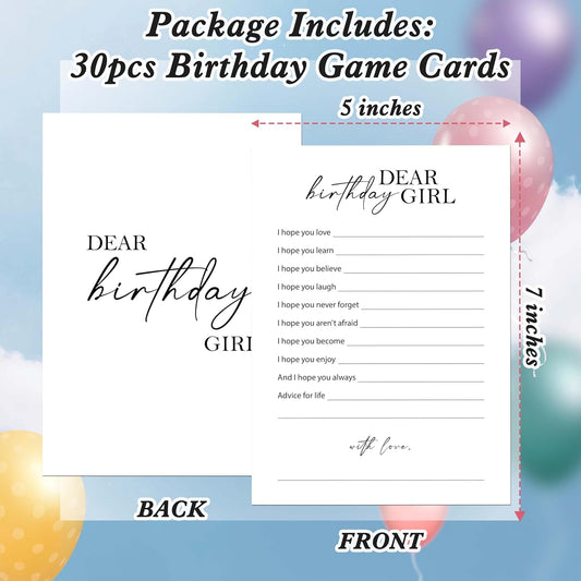 Birthday Party Games Card for Adults, 30 Pcs Ice Breaker Game Cards for Girl Bday Celebrations Decorations Supplies Favors - B01