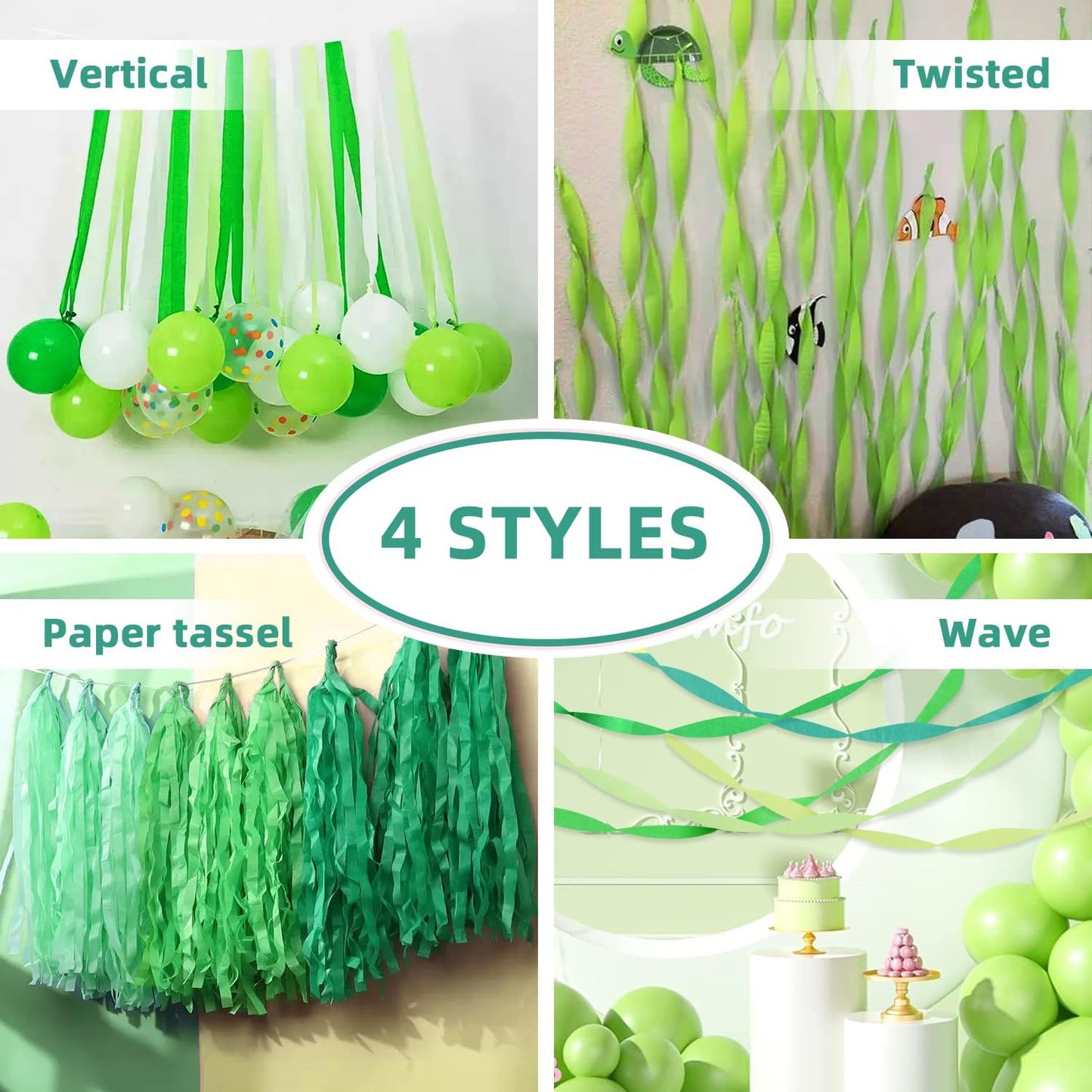 PIGETALE Crepe Paper Streamers 4 Rolls 328ft, Pack of Unique 3 Purple and White Party Streamer for Birthday Wedding Ceremony Baby Shower Party Decorations DIY Supplies Art Crafts (1.8Inch x 82Ft/Roll)