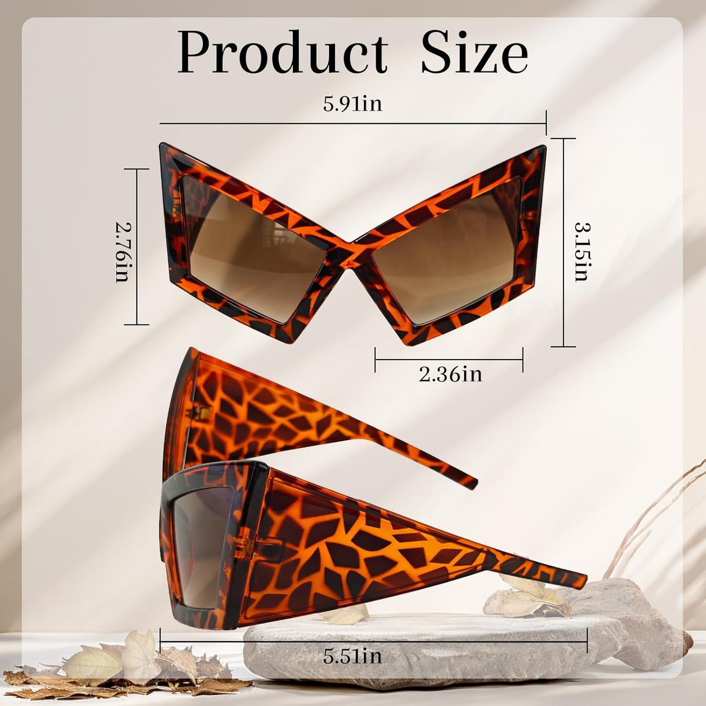 Funny Oversized Party Glasses Sunglasses Max Width 5.9", Hilarious Costume Accessories for Birthdays, Dance Parties