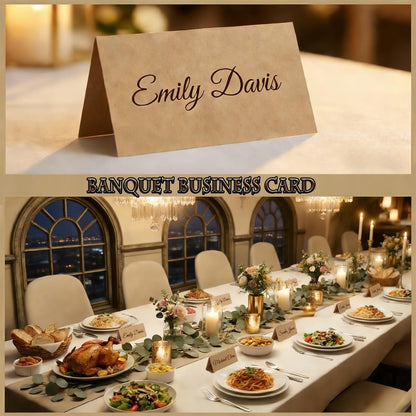 Place Cards - 150 Pack Kraft Tent Cards, 4 x 3.5 in Double-Sided Name Cards for Table Setting with Pre-Scored Fold, Rustic Wedding Seating Cards & Food Labels for Party Buffet