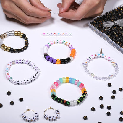 1000Pcs Glow Letter Beads Acrylic Alphabet Bead Glow in The Dark, 4x7 mm Round Beads for Friendship Bracelets and DIY Crafts