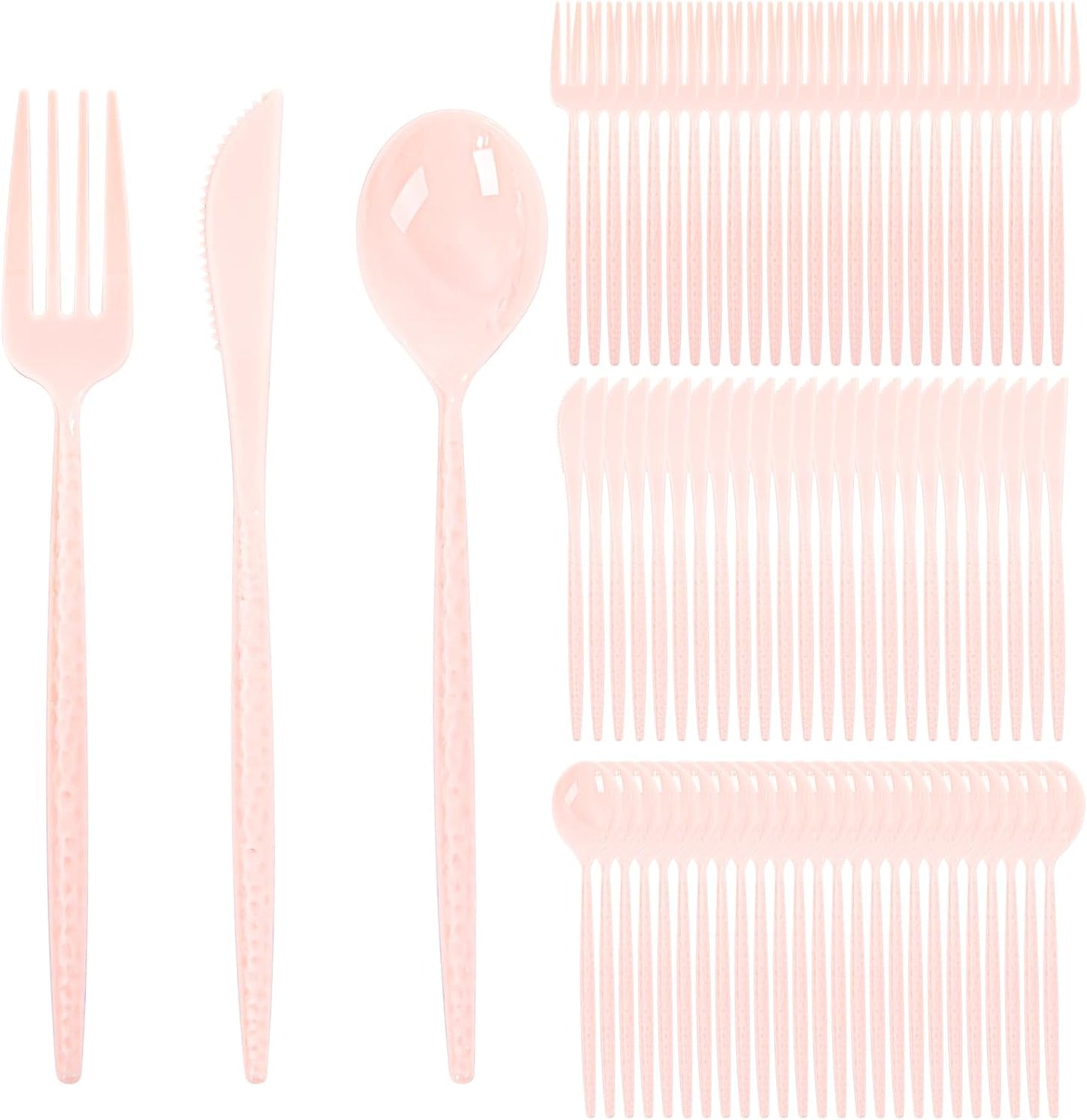 Supernal 360pcs Silver Plastic Cutlery,Elegant Plastic Silverware,Silver Hammed Silverware,Disposable Flatware,Include 120 Forks,120 Knvies,120 Spoons,Perfect for Birthday,Party,Wedding