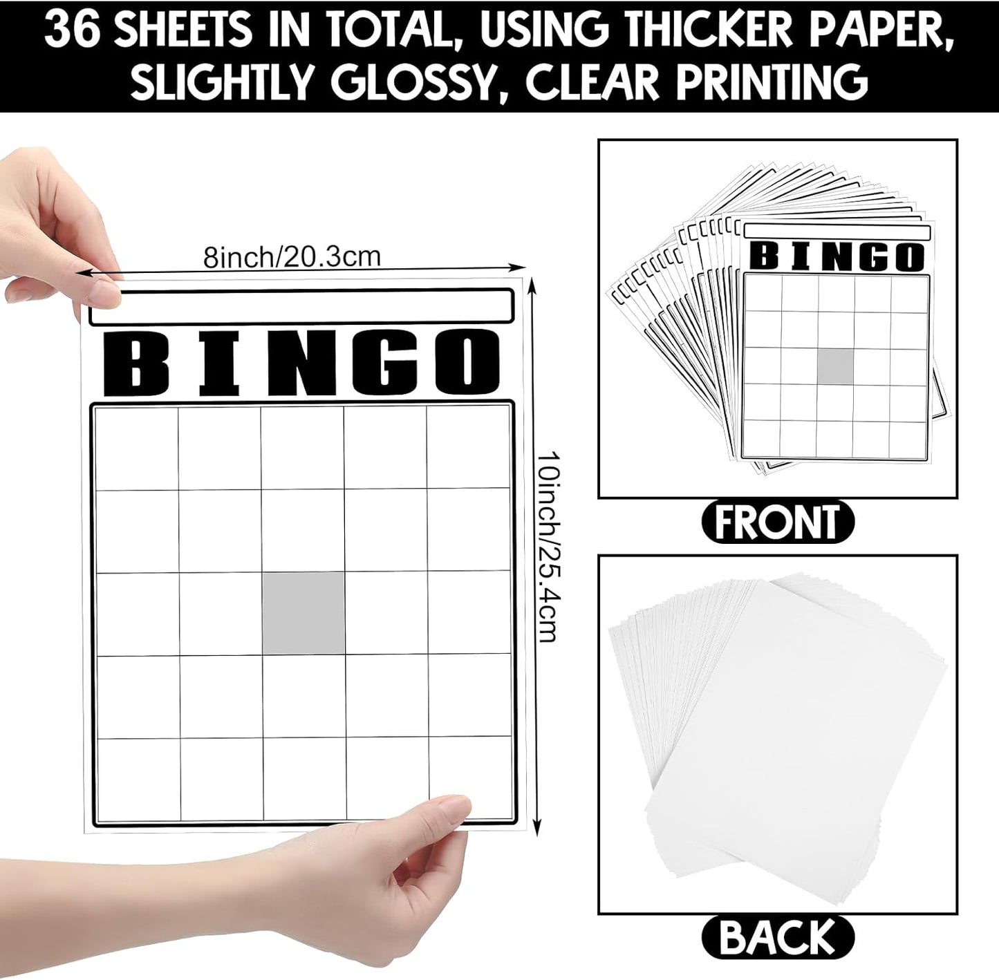 WinnerWhy 36 Pcs Blank Bingo Cards White Jumbo Bingo Game Board Make Your Own Cards Bulk Blank Large Sheet Squares Funny Game Board for Adult Party Square Fill in Gift