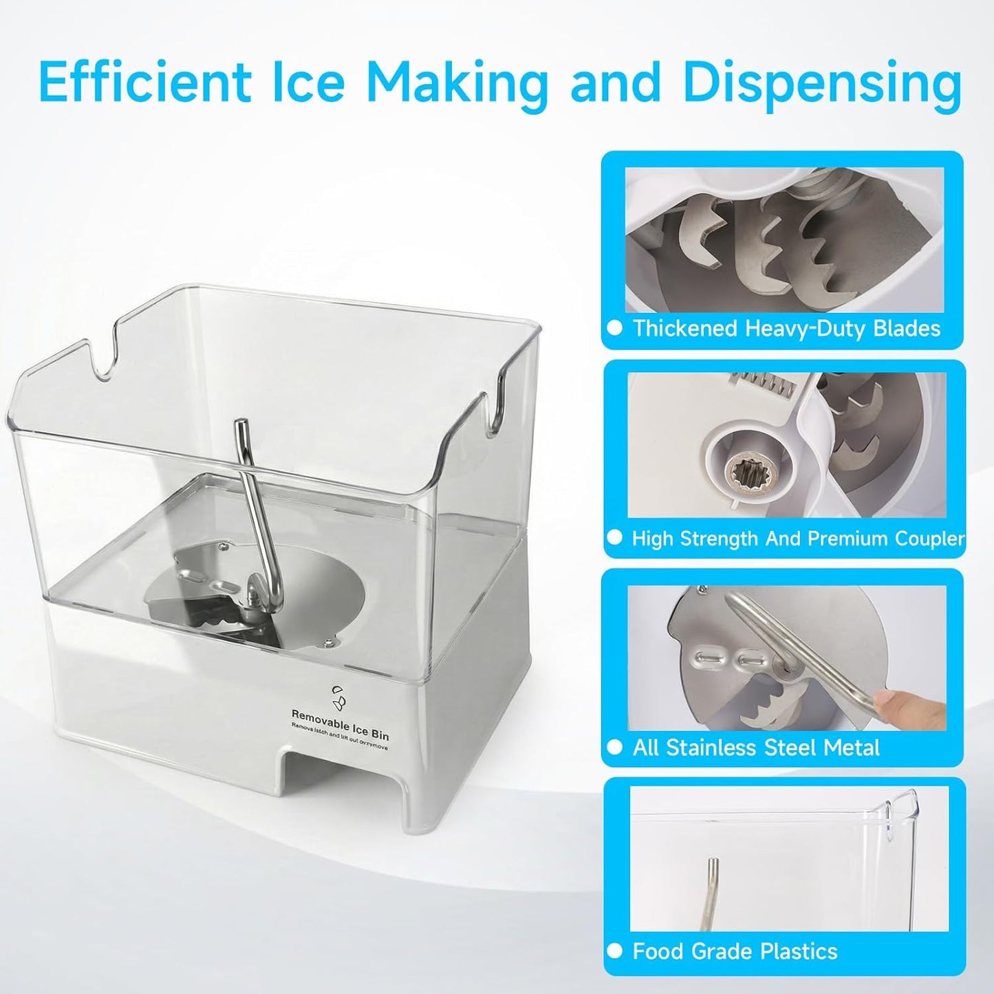 WPW10347093 Removable Ice Bin Compatible with Whirlpool Ice Bucket Replacement, W10347093 Ice Maker Assembly for Whirlpool Refrigerator Ice Bin