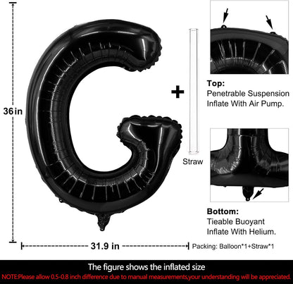 Lovoir 40 Inch Large Black Letter A Balloons Big Size Jumbo Mylar Foil Helium Balloon for Birthday Party Celebration Decorations Alphabet Black A