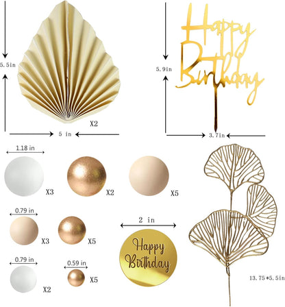 Blue White Gold Balls Cake Toppers Balls Birthday Cake Decorations for Birthday Boho Wedding Baby Shower Party Decoration (Blue White Gold)