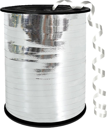 Metallic Shiny Curling Ribbon，500 Yard，1/5" for Crafts,Gift Wrapping, Balloon String, Baby Shower, Parties & Festivals, Florist Flowers (Silver)