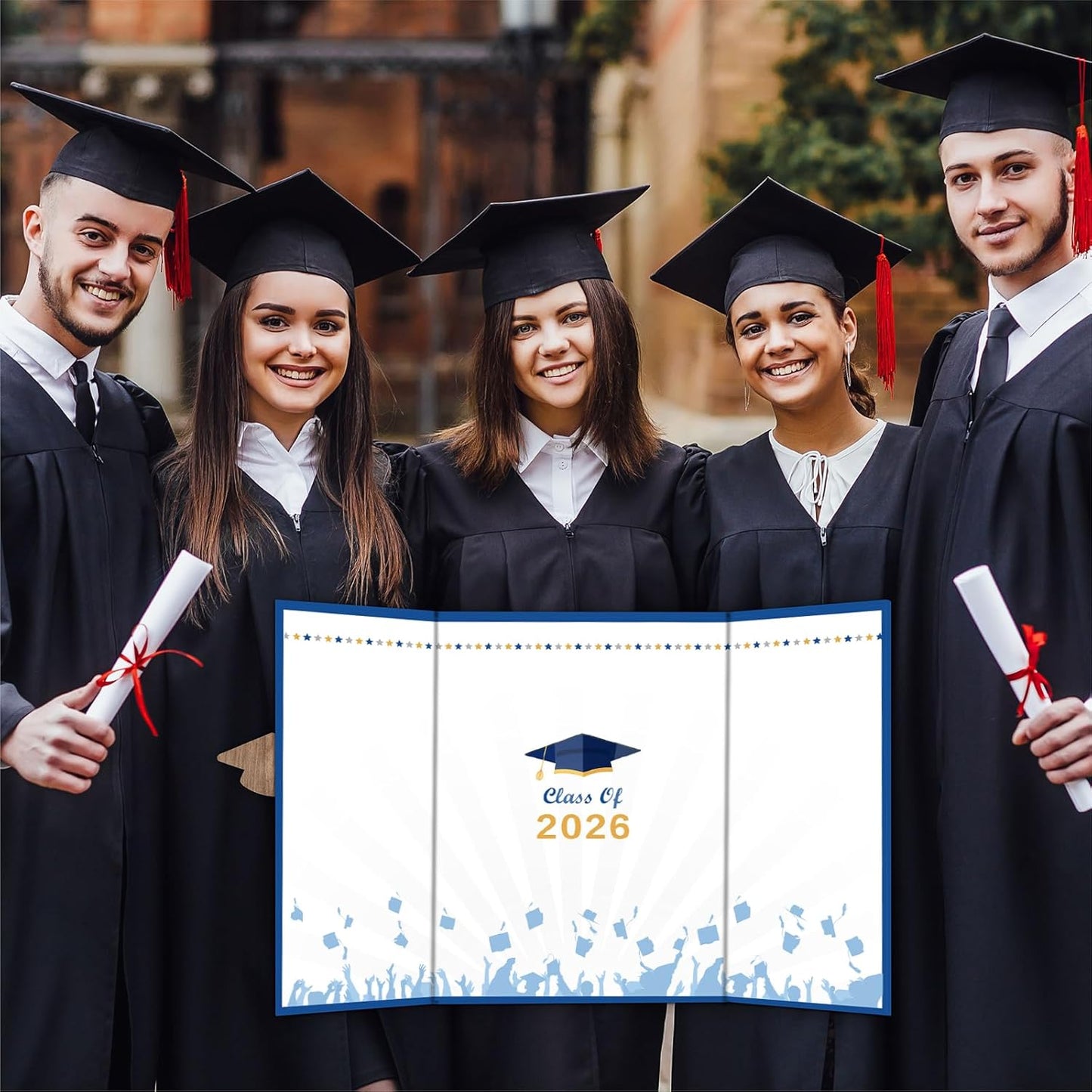 DYIRBIIY 18"X12" Graduation Signature Board - Class of 2026 - Grad Guest Book Alternative for College & High School Students, Congrats Graduate Gift, Party Favors & Decors(Blue) - A10
