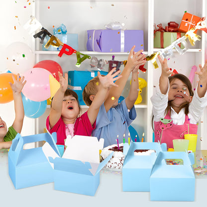 XAGLVV 24 Pack White Paper Gable Boxes,6.2 Inch Candy Boxes with Handle, Snack Party Favor& Gift Cookie bags for kids Birthday,Wedding, Baby Shower, Graduation.