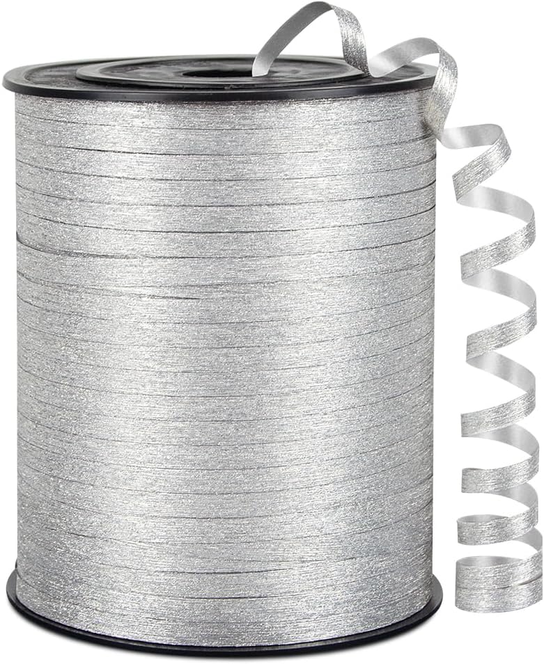 KMER LIFE White Crimped Curling Ribbon, 1/5" Wide x 500 Yards Christmas Curling Ribbons for Gift Wrapping, Party Decoration, Balloon String, Crafting, Balloon Ribbons for Florist Flower (1 Roll)