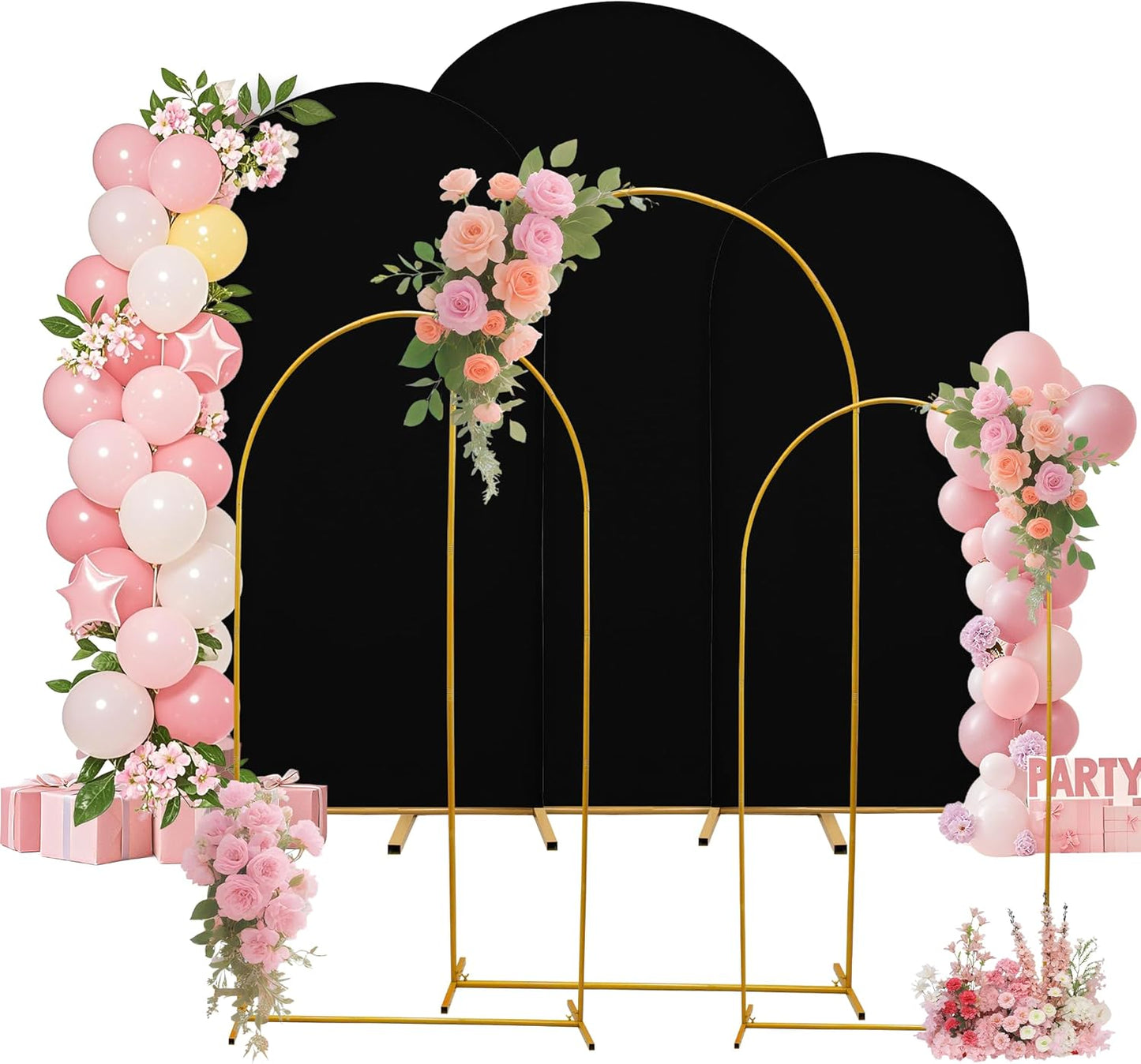 3-Piece Arch Cover Bundle – 7.2FT, 6.6FT & 6FT Stretch Spandex Backdrop Set – Wedding, Birthday & Photo Booth Arch Covers for Every Event