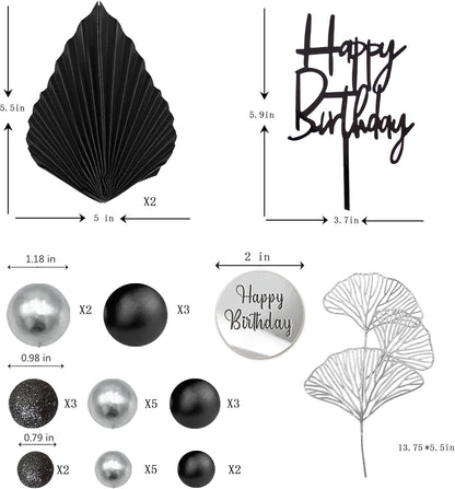 Blue White Gold Balls Cake Toppers Balls Birthday Cake Decorations for Birthday Boho Wedding Baby Shower Party Decoration (Blue White Gold)