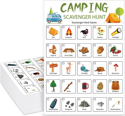 Hoolerry 30 Pcs Nature Scavenger Hunt for Kids Road Trip Game Car Spring Summer Easter Scavenger Hunt Cards Travel Activities Camping Games Outdoor Indoor Seek Activity for Kids Adults(Nature)