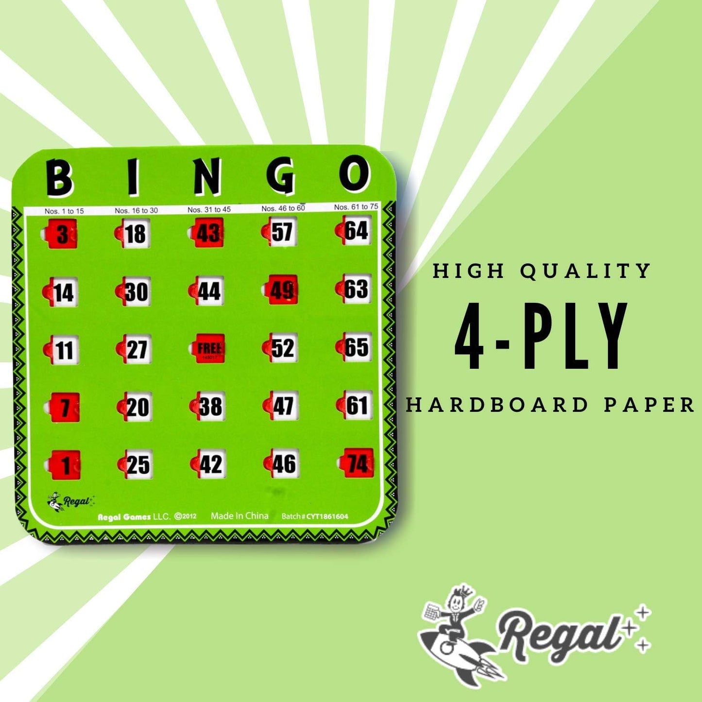 Regal Bingo Bulk Bingo Cards with Sliding Windows - Reusable Large Print Bingo Game Cards for Adults Large Group - 8 Pack, Yellow