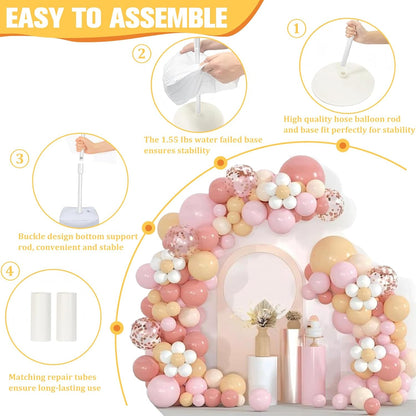 Bazen Upgraded 8.2ft & 5ft Balloon Arch Kit Glod Free Bending Shape Deformation Balloon Column Stand Half Arch Balloon Stand with Base Balloon Arch Frame for Wedding Baby Shower Birthday Decoration