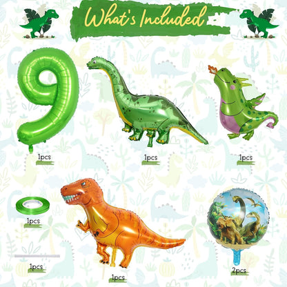 Dinosaur 5th Birthday Decorations, Dinosaur Birthday Party Decorations with Giant Inflatable Dinosaur Balloons 40 Inch Helium Foil Mylar Number 5 Balloons for Dinosaur Theme Birthday Party Decorations