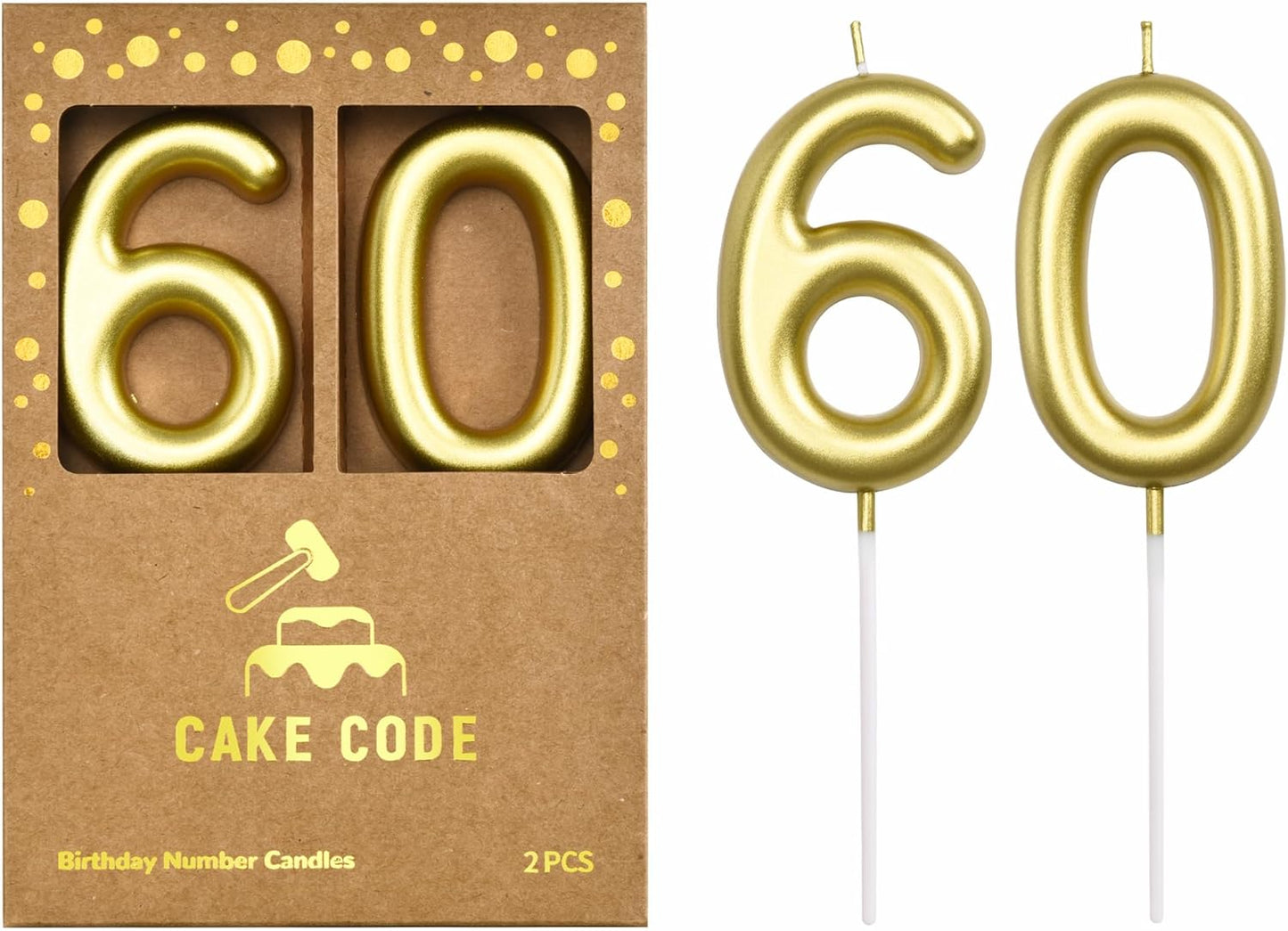 2.76 Inch Classical Gold 5 Number Birthday Candles, Gold Number Candles, Cake Number Candles, Party Celebration
