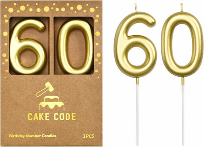 2.76 Inch Classical Gold 5 Number Birthday Candles, Gold Number Candles, Cake Number Candles, Party Celebration