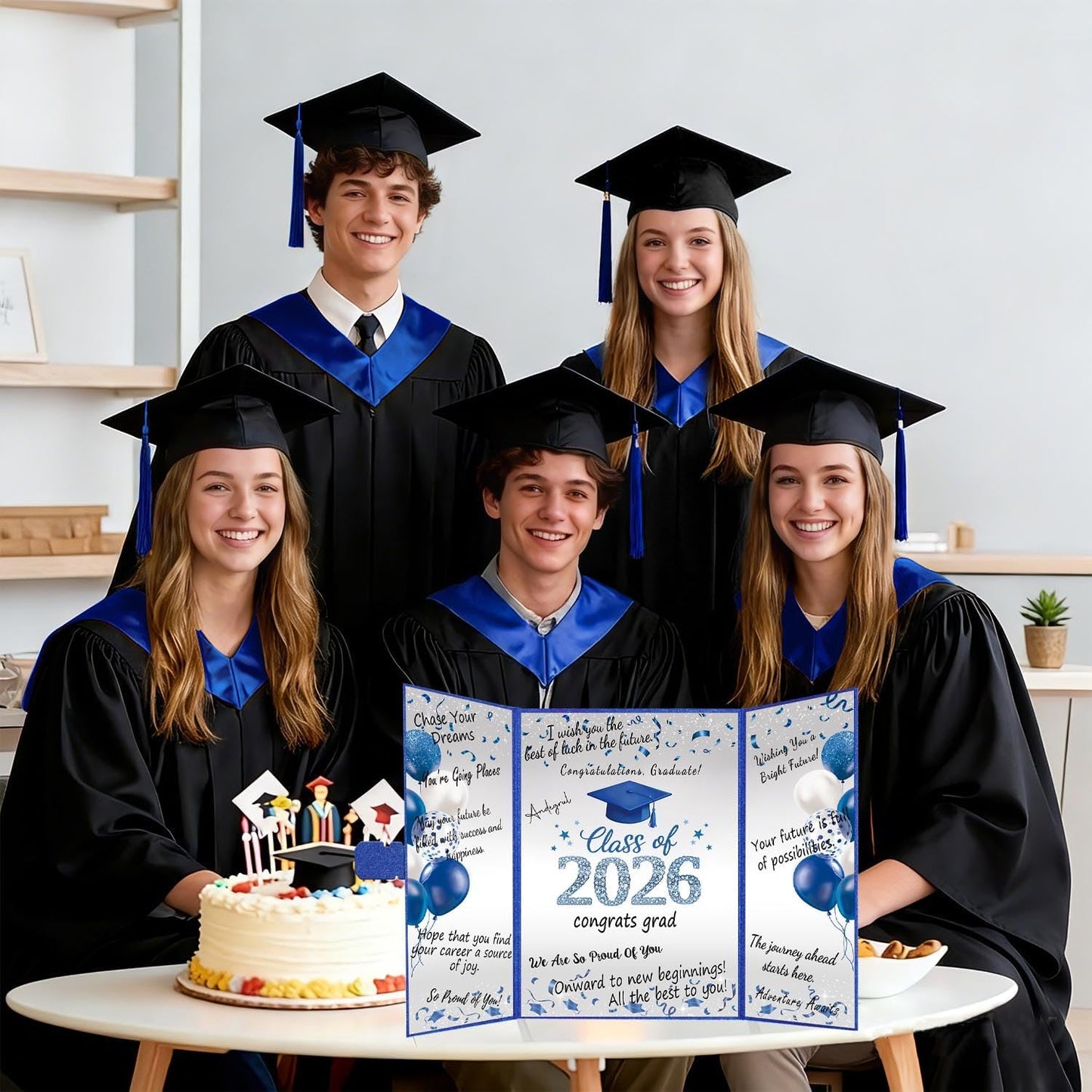 QIYANPAX Graduation Guest Book 2026, Blue and Gold Graduation Decorations Class of 2026, Graduation Signature Book, Congrats Grad Guest Book Alternative, Unique Graduation Gifts
