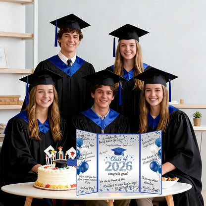 QIYANPAX Graduation Guest Book 2026, Blue and Gold Graduation Decorations Class of 2026, Graduation Signature Book, Congrats Grad Guest Book Alternative, Unique Graduation Gifts