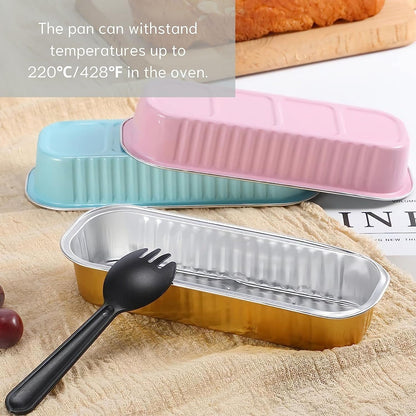 Findful Mini Loaf Baking Pans with Lids and Spoons (50 Pack, 6.8oz) Rectangle Aluminum Foil Baking Pans Tins Containers - Cupcake Containers Wrappers Cheesecake Creme Brulee Ramekins
