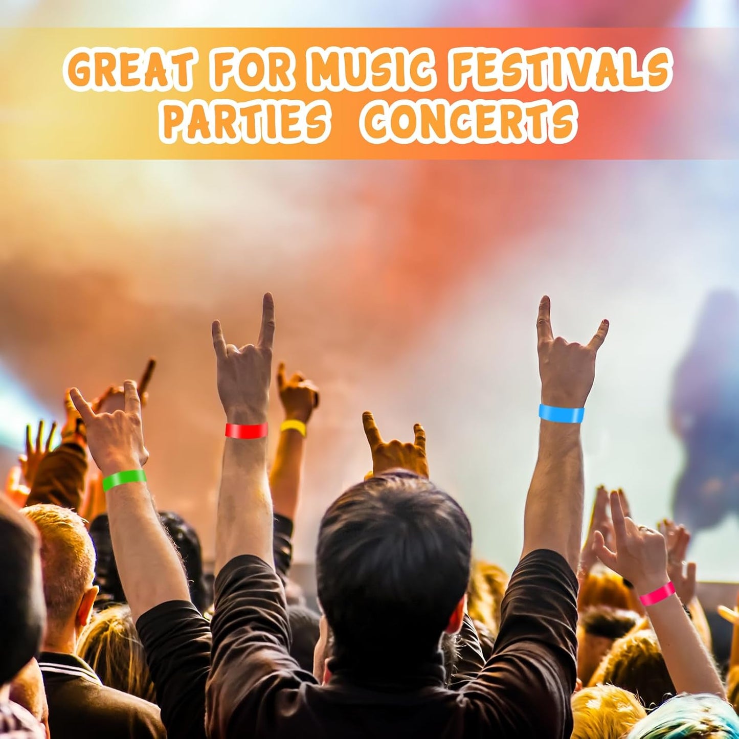 1000 Pcs Paper Wristbands for Events Waterproof Wrist Bands Lightweight Festival Identification Wristbands Neon Adhesive Event Wrist Band for Party
