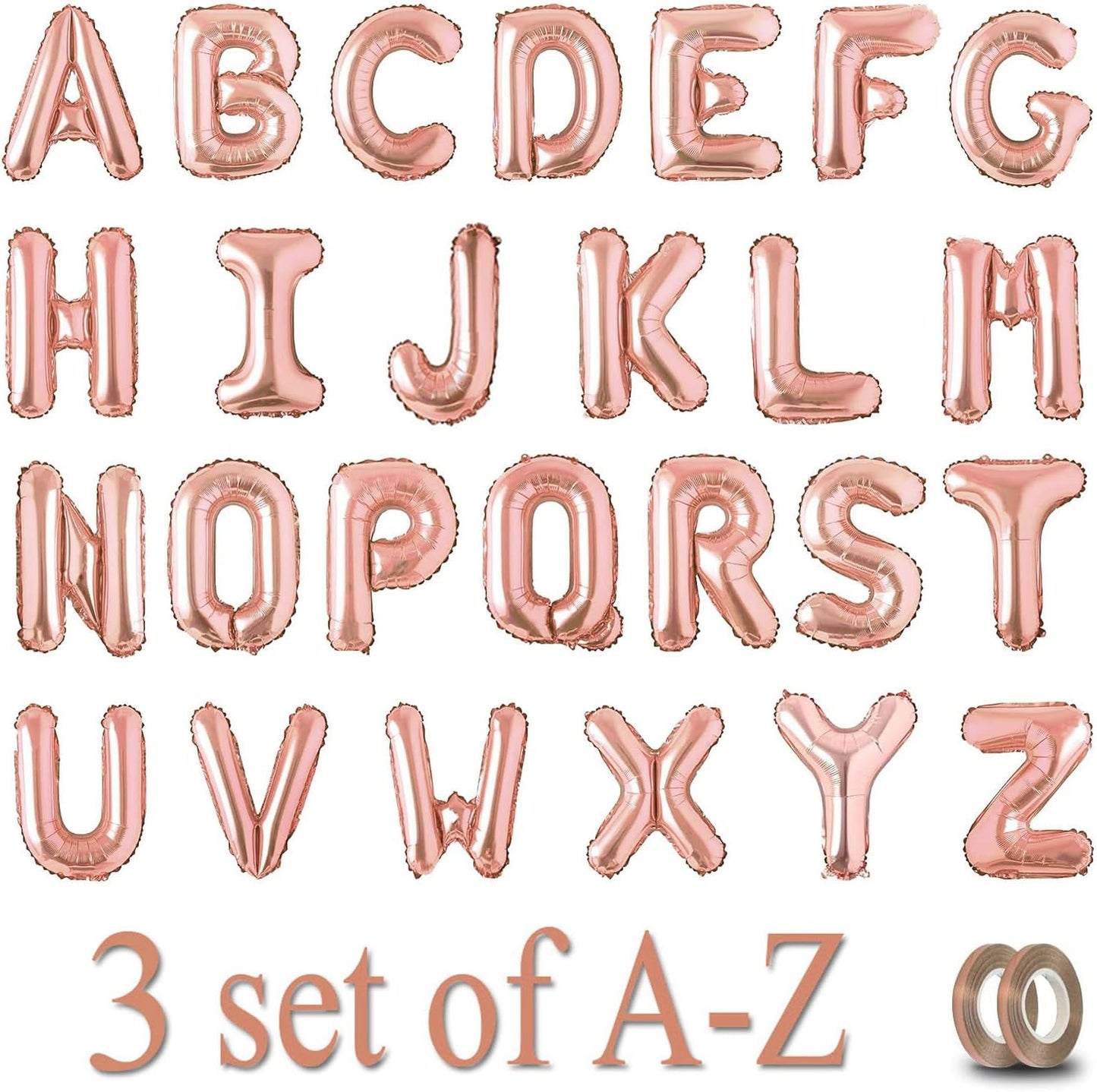 52 Pcs Gold Letter Balloons Foil Alphabet A to Z Balloons Personalized Phrase Banner for Birthday Shower Wedding Party Supplies Custom Balloon Decor 16 Inch