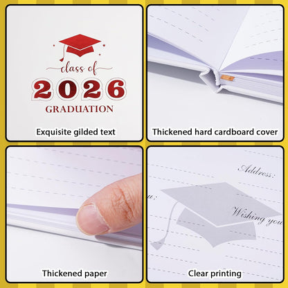 Graduation Guest Book, Class of 2026 Graduation Guest Book with Pen, Hardcover Guest Sign in Book, Memory Scrapbook, Graduation Decorations, Grad Party Supplies for High School，College (Blue)