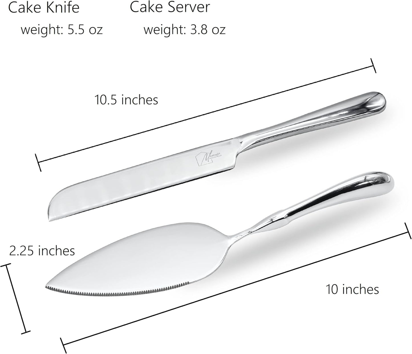 Cake Knife And Cake Server Set - Stylish, Classic, Sturdy - Fit For All Occasions - Wedding, Birthday, Everyday Use - Stainless Steel With Ergonomic Handle