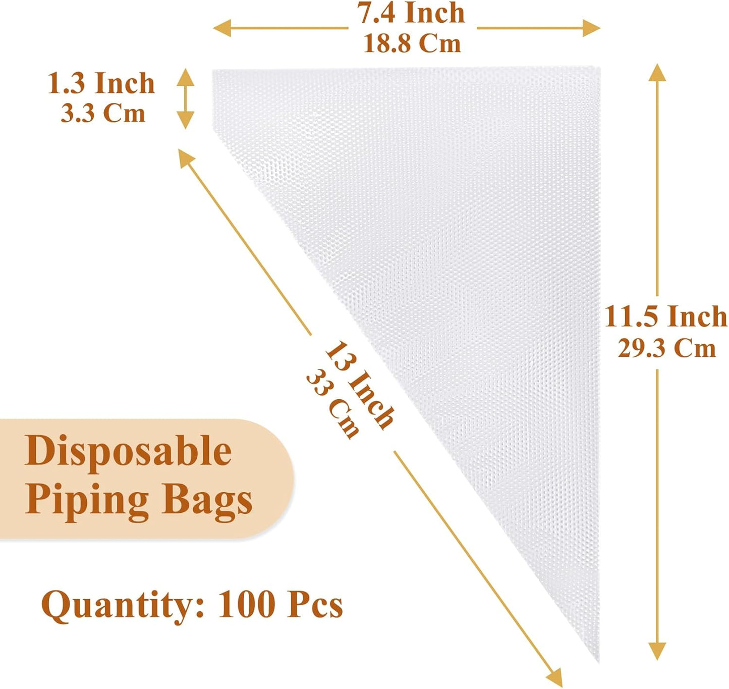 100Pcs Disposable Piping Bags, 13 Inch Anti Burst Pastry Bags - Icing Piping Bags for Frosting - Suitable for Baking and Cake Decorating