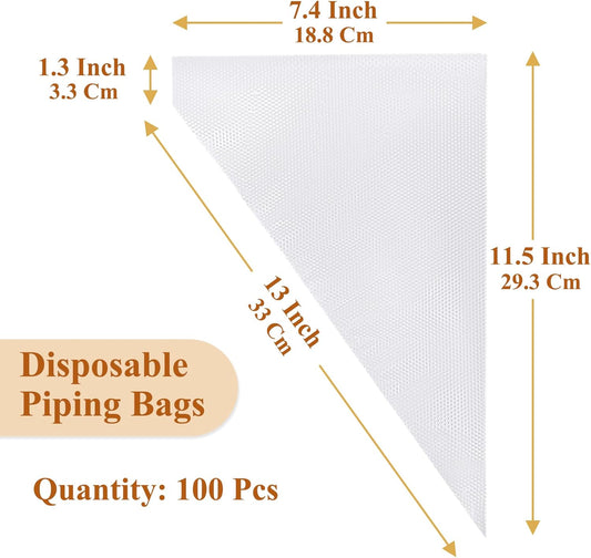 100Pcs Disposable Piping Bags, 13 Inch Anti Burst Pastry Bags - Icing Piping Bags for Frosting - Suitable for Baking and Cake Decorating