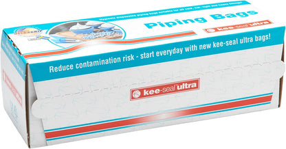 KEE-SEAL ULTRA Disposable Pastry Bags, Piping Bag with Non-Slip Outer Surface, Smooth-Flow Interior, Easy Tear Perforation, Convenient Dispenser Box, 18-Inch, Clear