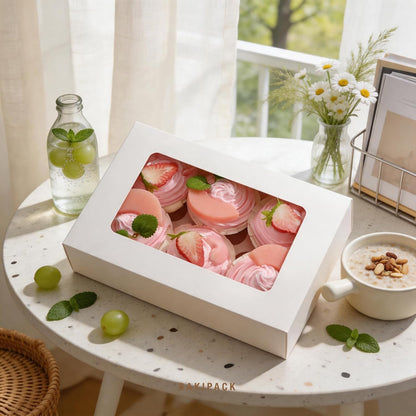 25 Pink Cupcake Boxes, Cupcake Boxes 6 Count with Window and Inserts, Mother's Day Cupcake Holders for Cupcakes, Muffins, Cookies