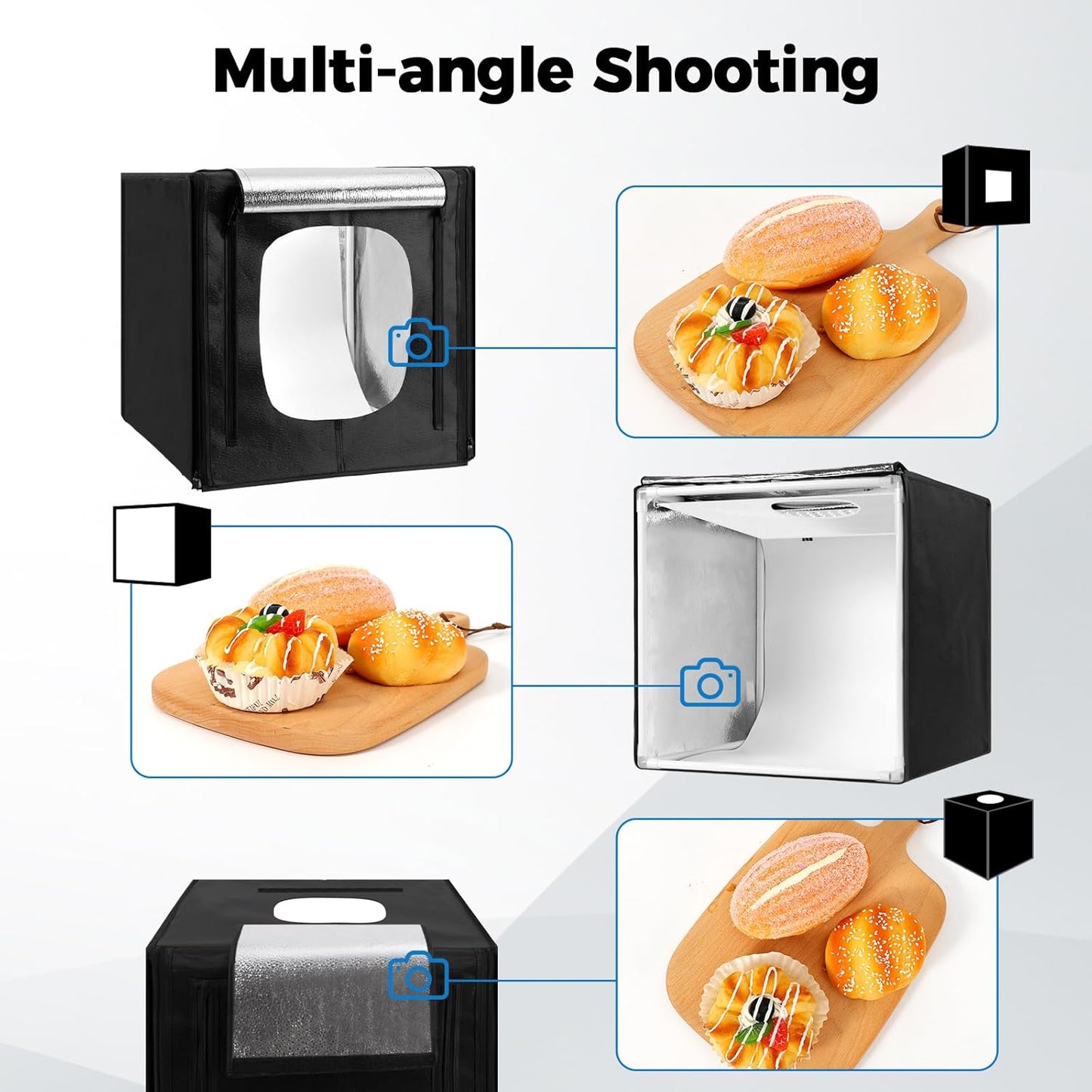 Photo Light Box, 12/16/20/24/32 Inch Photography Light Box with CRI>95 120 Light Beads. Dimmable Shooting Tent Kit with White and Warm Light. 6 Color Backdrops Photo Booth for Studio Products Display
