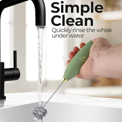 Zulay Kitchen Powerful Milk Frother Wand With Duracell Batteries - Ultra Fast Handheld Drink Mixer - Electric Whisk Foam Maker for Coffee, Lattes, Cappuccino & Matcha - Z1 Motor - Black - Colors D