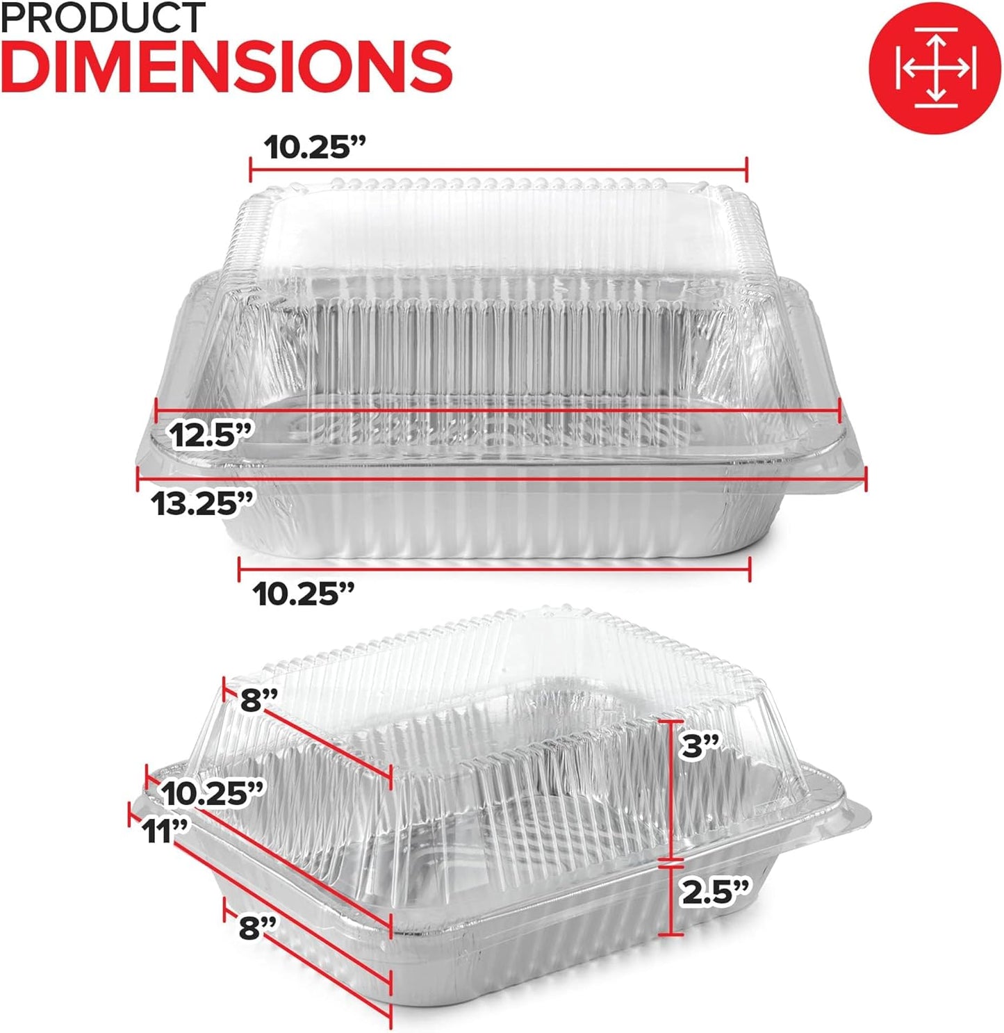 Stock Your Home Aluminum Pans 9x13 Disposable Foil Pans (30 Pack) - Half Size Steam Table Deep Trays - Tin Foil Pans Great for Cooking, Heating, Storing, Prepping Food