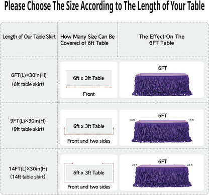 leegleri 6FT Tulle Ruffle Curly Willow Table Skirt for Rectangle or Round Tables, Under The Sea Ocean Blue Baby Shark Themed Tutu Table Skirt for Baby Shower, Birthday Party